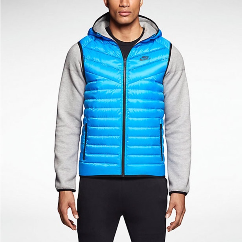 Nike Tech Men's Fleece Aeroloft Windrunner reversible Jacket Grey/Blue 2-in-1